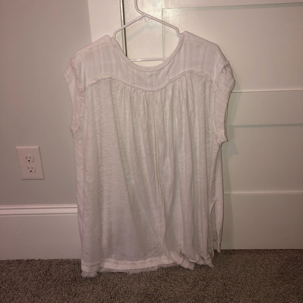 Free People Aster High-Low Henley Top (White) - Picture 2 of 3